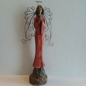 Rustic Inspired Angel with Metal Wings
